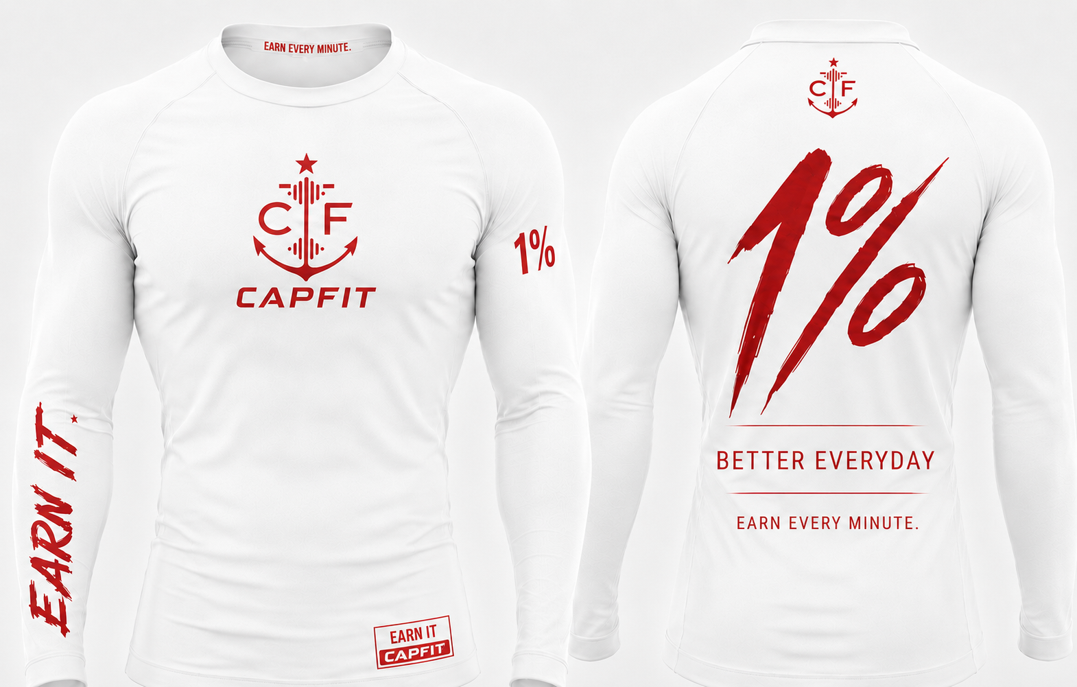 CAPFIT MatchBase™ Compression Shirt – White / Red PRE-ORDER